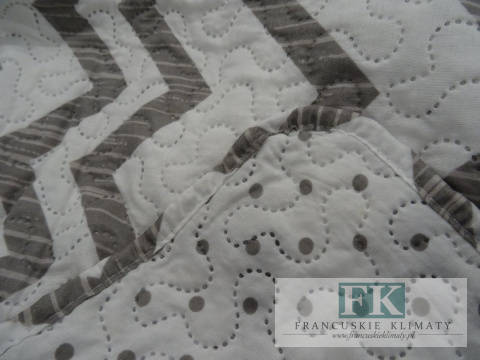 KŁ. NARZUTA PATCHWORK SZARY ZYGZAK 220 X 240 CM BAWEŁNA SHABBY , PROWANSJA , VINTAGE