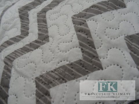 KŁ. NARZUTA PATCHWORK SZARY ZYGZAK 220 X 240 CM BAWEŁNA SHABBY , PROWANSJA , VINTAGE