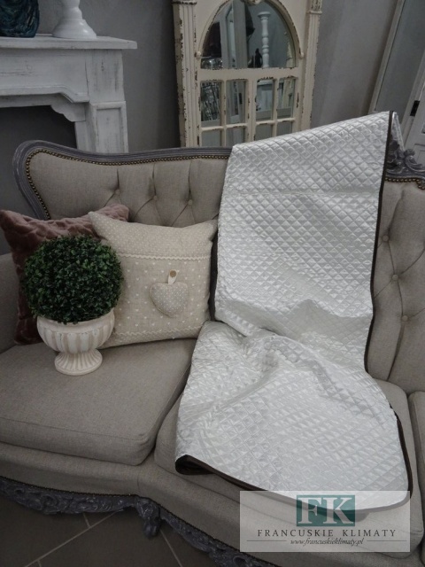 KŁ. NARZUTA PIKOWANA SILVER GLOSS 170 X 210 CM BAWEŁNA SHABBY , PROWANSJA , VINTAGE