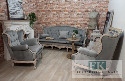 *FRANCUSKI KPL. SOFA + 2 FOTELE antyczne drewno plusz *FRANCUSKI KPL. SOFA + 2 FOTELE antyczne drewno plusz