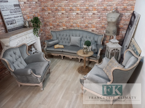 *FRANCUSKI KPL. SOFA + 2 FOTELE antyczne drewno plusz *FRANCUSKI KPL. SOFA + 2 FOTELE antyczne drewno plusz