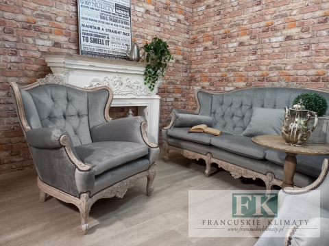 *FRANCUSKI KPL. SOFA + 2 FOTELE antyczne drewno plusz *FRANCUSKI KPL. SOFA + 2 FOTELE antyczne drewno plusz