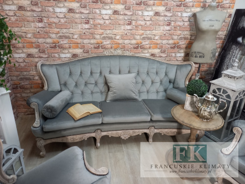 *FRANCUSKI KPL. SOFA + 2 FOTELE antyczne drewno plusz *FRANCUSKI KPL. SOFA + 2 FOTELE antyczne drewno plusz