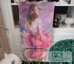 OBRAZ NA PŁÓTNIE 45X60 cm DZIEWCZYNA W RÓŻU