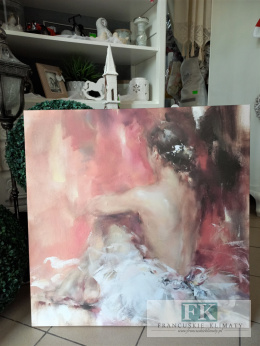 OBRAZ NA PŁÓTNIE 75X75 cm DAMA W SUKNI BALOWEJ