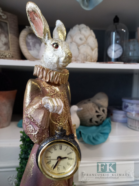 KRÓLIK Z ZEGAREM FIGURA ZAJĄC 59 CM