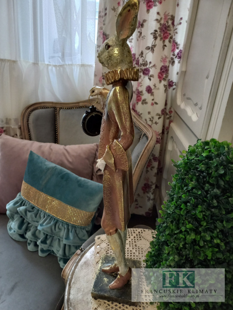 KRÓLIK Z ZEGAREM FIGURA ZAJĄC 59 CM