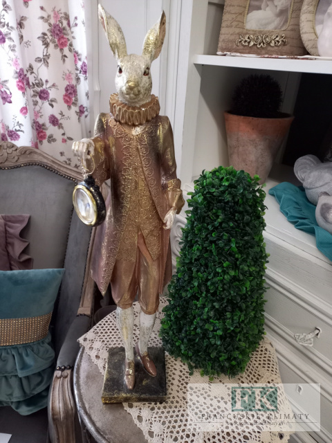 KRÓLIK Z ZEGAREM FIGURA ZAJĄC 59 CM