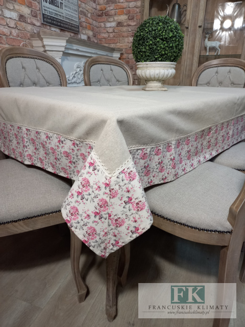 PROMOCJA ! OBRUS 150X350 natura kwiaty koronka len PROMOCJA ! OBRUS 150X350 natura kwiaty koronka len