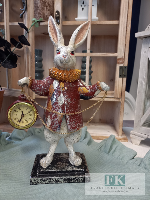 KRÓLIK Z ZEGAREM FIGURA ZAJĄC 30 CM