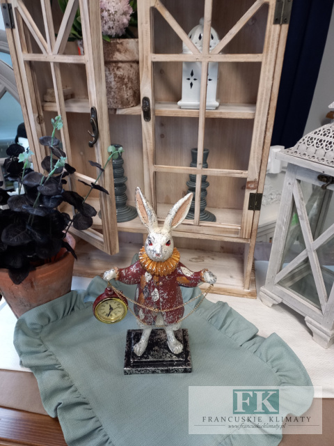 KRÓLIK Z ZEGAREM FIGURA ZAJĄC 30 CM