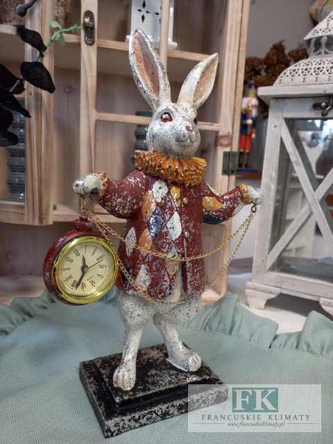KRÓLIK Z ZEGAREM FIGURA ZAJĄC 30 CM