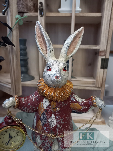KRÓLIK Z ZEGAREM FIGURA ZAJĄC 30 CM