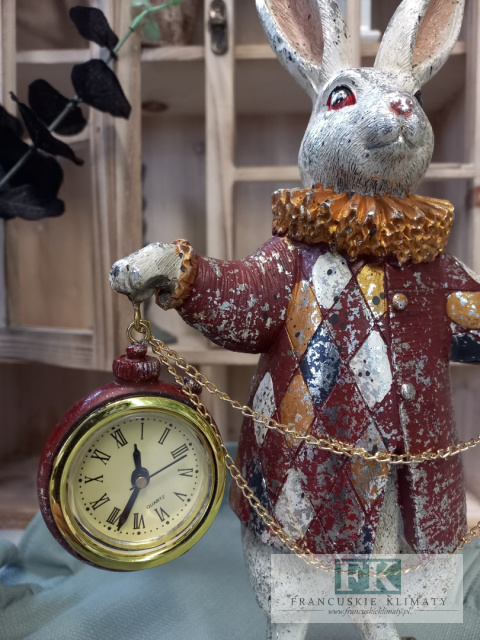 KRÓLIK Z ZEGAREM FIGURA ZAJĄC 30 CM