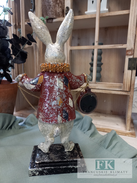 KRÓLIK Z ZEGAREM FIGURA ZAJĄC 30 CM