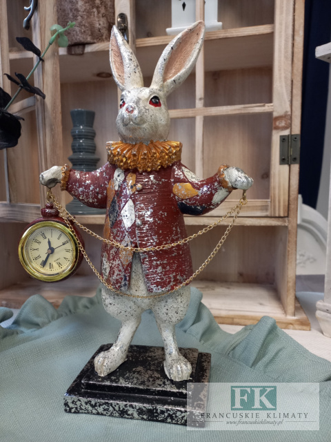 KRÓLIK Z ZEGAREM FIGURA ZAJĄC 30 CM
