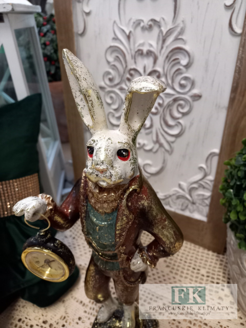 KRÓLIK Z ZEGAREM FIGURA ZAJĄC 43  CM
