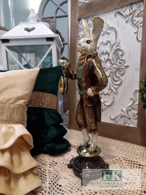 KRÓLIK Z ZEGAREM FIGURA ZAJĄC 43  CM
