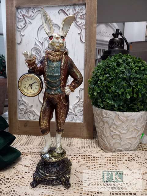 KRÓLIK Z ZEGAREM FIGURA ZAJĄC 43  CM