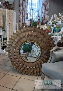LUSTRO 95cm ZŁOTO- MIEDZIANE liście