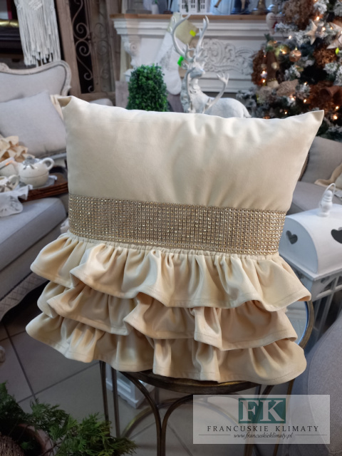 POSZEWKA VELVET - PLUSZ 3 DEKORACYJNE FALBANY , ZŁOTE CYRKONIE POSZEWKA VELVET - PLUSZ 3 DEKORACYJNE FALBANY , ZŁOTE CYRKONIE