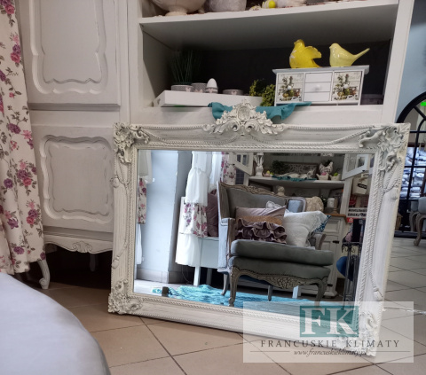 LUSTRO POZIOME 107 x 86 W BIAŁEJ OZDOBNEJ RAMIE VINTAGE, SHABBY LUSTRO POZIOME 107 x 86 W BIAŁEJ OZDOBNEJ RAMIE VINTAGE, SHABBY