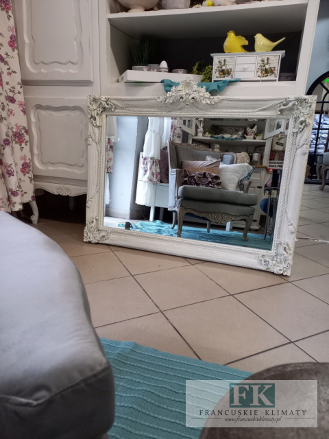 LUSTRO POZIOME 107 x 86 W BIAŁEJ OZDOBNEJ RAMIE VINTAGE, SHABBY LUSTRO POZIOME 107 x 86 W BIAŁEJ OZDOBNEJ RAMIE VINTAGE, SHABBY