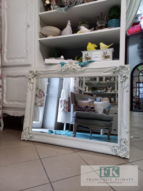 LUSTRO POZIOME 107 x 86 W BIAŁEJ OZDOBNEJ RAMIE VINTAGE, SHABBY LUSTRO POZIOME 107 x 86 W BIAŁEJ OZDOBNEJ RAMIE VINTAGE, SHABBY