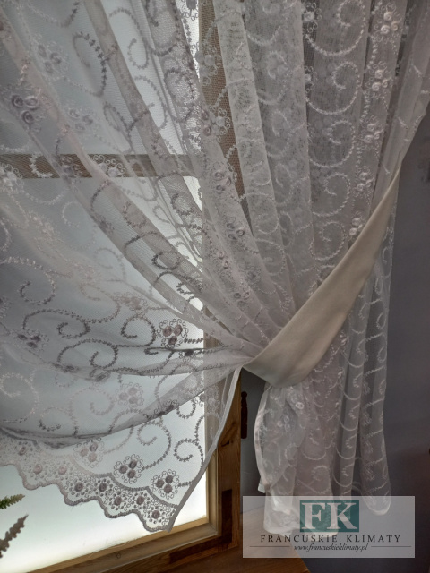 FIRANA PODWIĄZYWANA ANIA 160/420 , TIUL HAFT, SHABBY , VINTAGE , RETRO