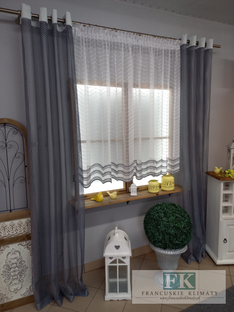 KOMPLET FIRANA +BOKI ,,SIATECZKA " SZARA 250\140 CM