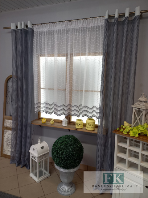 KOMPLET FIRANA +BOKI ,,SIATECZKA " SZARA 250\140 CM