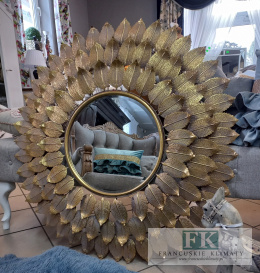 OBNIŻKA ! LUSTRO 95cm METAL ZŁOTO liście