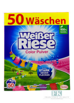 WEISSER RIESE COLOR PULVER 50 PRAŃ 2,75 KG PROSZEK DO PRANIA TKANIN KOLOROWYCH , ORYGINALNA CHEMIA NIEMIECKA