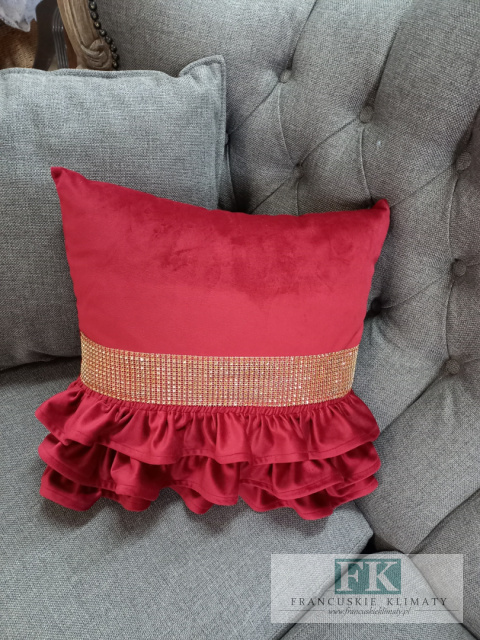 POSZEWKA VELVET - PLUSZ 3 DEKORACYJNE FALBANY , ZŁOTE CYRKONIE POSZEWKA VELVET - PLUSZ 3 DEKORACYJNE FALBANY , ZŁOTE CYRKONIE