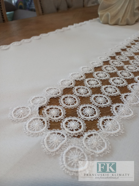 BIEŻNIK GIPIURA 120/ 50 CM BIEL PROWANSJA SHABBY CHIC VINTAGE BIEŻNIK GIPIURA 120/ 50 CM BIEL PROWANSJA SHABBY CHIC VINTAGE
