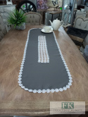 BIEŻNIK GIPIURA 120/ 50 CM SZARY z BIAŁĄ GIPIURĄ PROWANSJA SHABBY CHIC VINTAGE BIEŻNIK GIPIURA 120/ 50 CM SZARY z BIAŁĄ GIPIURĄ PROWANSJA SHABBY CHIC VINTAGE