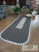 BIEŻNIK GIPIURA 120/ 50 CM SZARY z BIAŁĄ GIPIURĄ PROWANSJA SHABBY CHIC VINTAGE BIEŻNIK GIPIURA 120/ 50 CM SZARY z BIAŁĄ GIPIURĄ PROWANSJA SHABBY CHIC VINTAGE