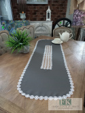BIEŻNIK GIPIURA 120/ 50 CM SZARY z BIAŁĄ GIPIURĄ PROWANSJA SHABBY CHIC VINTAGE BIEŻNIK GIPIURA 120/ 50 CM SZARY z BIAŁĄ GIPIURĄ PROWANSJA SHABBY CHIC VINTAGE