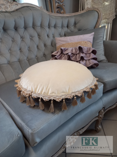 EKSLUZYWNA PODUSZKA fi 50 CM KREM, VELVET welwet chwosty EKSLUZYWNA PODUSZKA fi 50 CM KREM, VELVET welwet chwosty