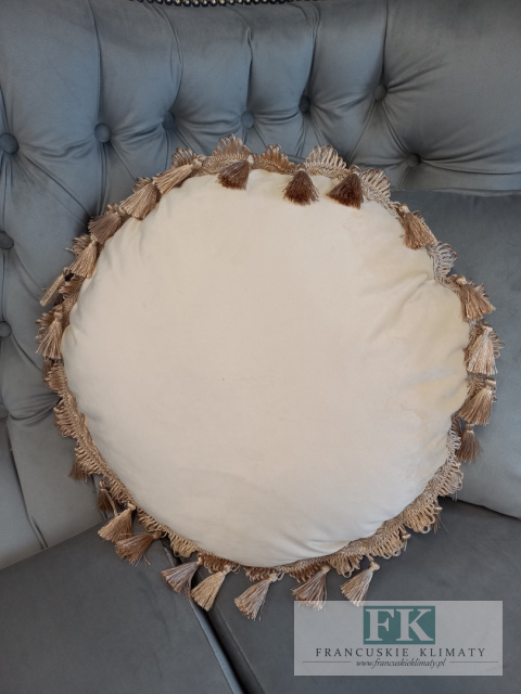 EKSLUZYWNA PODUSZKA fi 50 CM KREM, VELVET welwet chwosty EKSLUZYWNA PODUSZKA fi 50 CM KREM, VELVET welwet chwosty