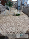 OBRUS NICIANY 120 / 120 CM , KREM 100 % BAWEŁNA tkany klockowo SZYDEŁKOWY OBRUS NICIANY 120 / 120 CM , KREM 100 % BAWEŁNA tkany klockowo SZYDEŁKOWY