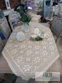 OBRUS NICIANY 120 / 120 CM , KREM 100 % BAWEŁNA tkany klockowo SZYDEŁKOWY OBRUS NICIANY 120 / 120 CM , KREM 100 % BAWEŁNA tkany klockowo SZYDEŁKOWY