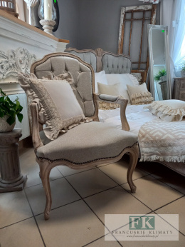 FRANCUSKI FOTEL antyczne drewno BEŻ