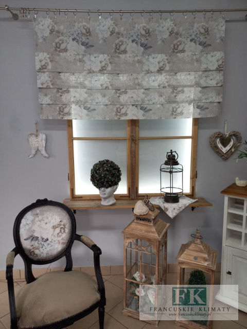 FIRANA PANEL a la ROLETKA RZYMSKA Z ZAKŁADKAMI 150/80 KWIATY PEONIA FIRANA PANEL a la ROLETKA RZYMSKA Z ZAKŁADKAMI 150/80 KWIATY PEONIA