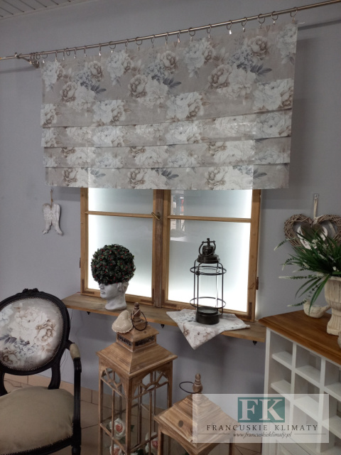 FIRANA PANEL a la ROLETKA RZYMSKA Z ZAKŁADKAMI 150/80 KWIATY PEONIA FIRANA PANEL a la ROLETKA RZYMSKA Z ZAKŁADKAMI 150/80 KWIATY PEONIA