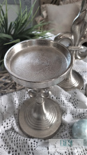 24 cm METAL ŚWIECZNIK dwustronny SREBRO FRANCUSKA LILIA 24 cm METAL ŚWIECZNIK dwustronny SREBRO FRANCUSKA LILIA