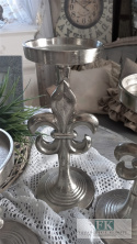 33cm METAL ŚWIECZNIK dwustronny SREBRO FRANCUSKA LILIA 33cm METAL ŚWIECZNIK dwustronny SREBRO FRANCUSKA LILIA