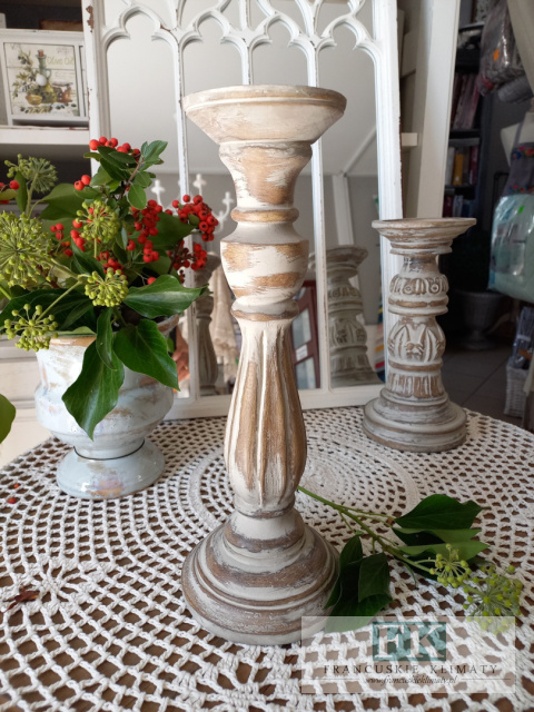 ŚWIECZNIK 33 CM ANTYCZNE DREWNO ŚWIECZNIK 33 CM ANTYCZNE DREWNO