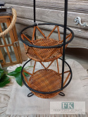 ETAŻERKA , STOJAK ,KWIETNIK 48 CM METAL KUTY RATTAN PLECIONKA