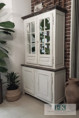 FRANCUSKI KREDENS 202 cm dąb LUSTRA !! shabby prowansja